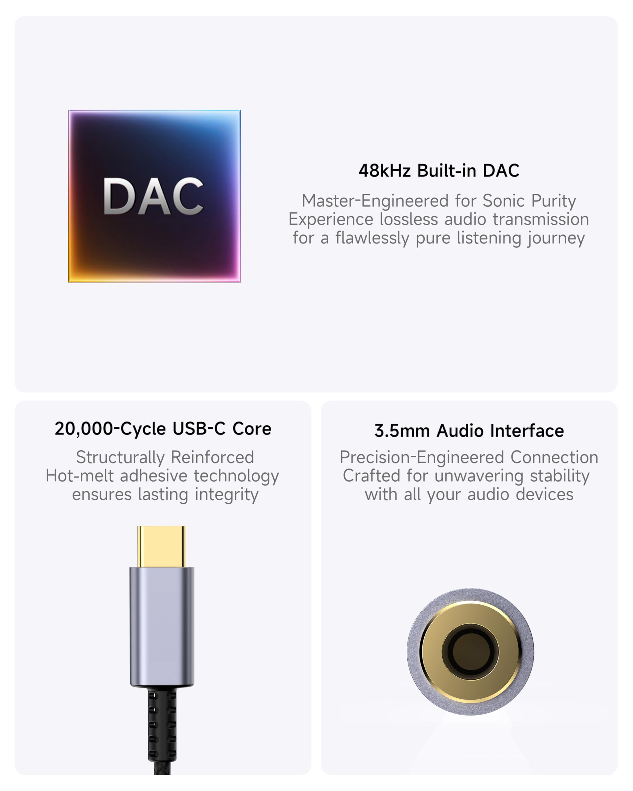 Confezione da 10 adattatori da USB C a jack per cuffie da 3,5 mm - Dongle audio HiFi, cavo da tipo C a Aux femmina, compatibile con iPhone 17/16/15 Pro Max, Samsung S25/S24/S23, iPad Pro, Pixel