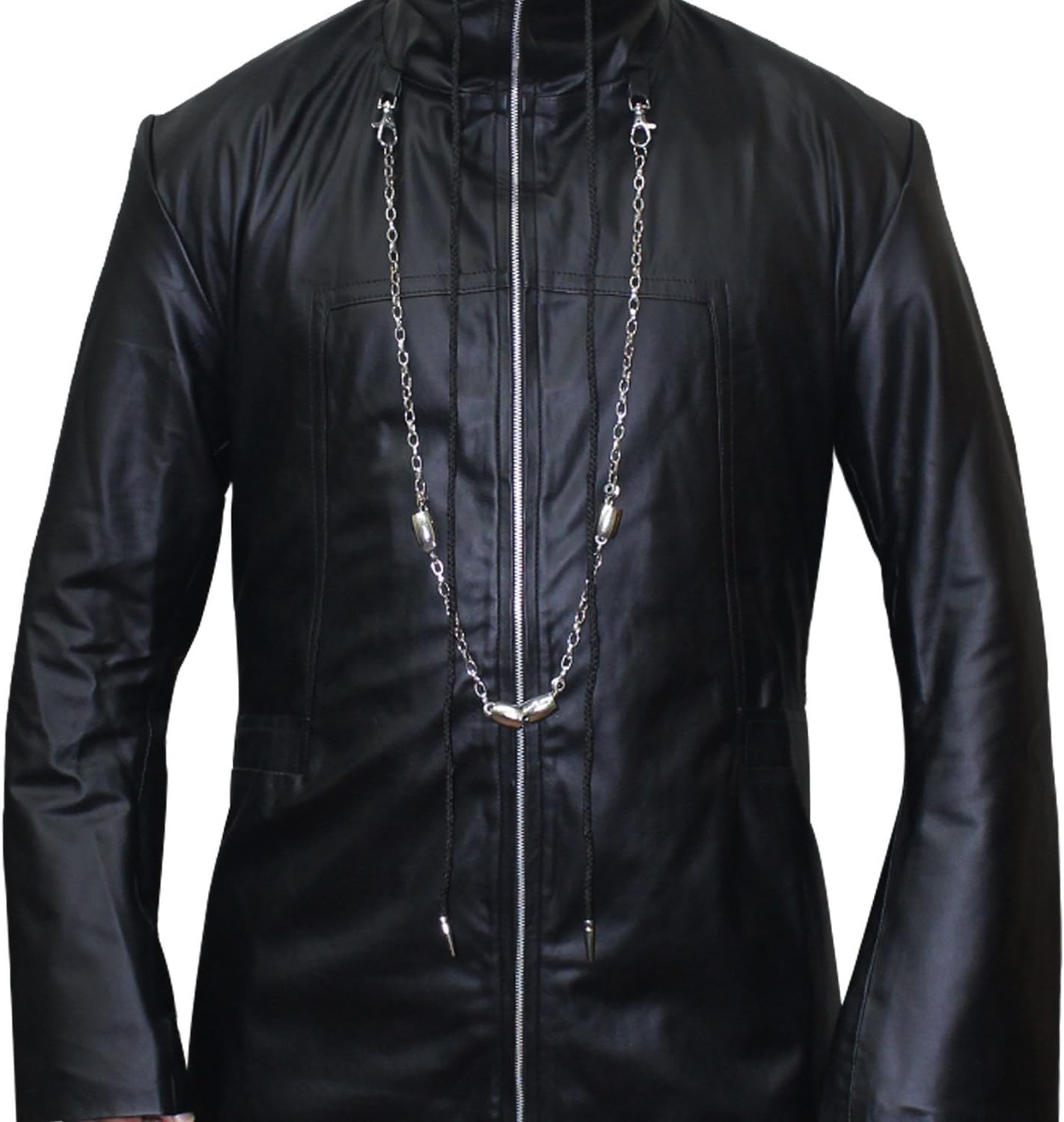 Enigma Hooded Organization XIII Jacket -Black Leather Trench Coat