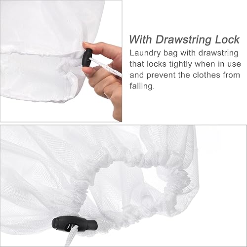 Miniatura 4 de uxcell Bolsas de malla para lavandería, cestas de 19.7 x 23.6 pulgadas, bolsas de malla con cordón de red fina, grandes bolsas de malla lavables a