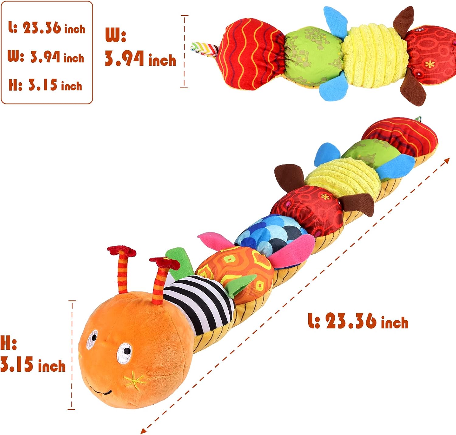 LIGHTDESIRE Baby Toys Musical Caterpillar, Infant Toys Crinkle Rattle Soft with Ring Bell Toddler Plush Toy for Preschool : Toys & Games