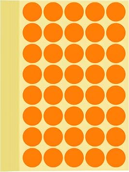 1200 PCS Orange Dot Stickers 1 Inch Round Color Coding Labels 1" Circle Sticky Dots Blank Circular Price Label Sticker Sheets for Spice Seal Inventory Office Classroom Must Haves