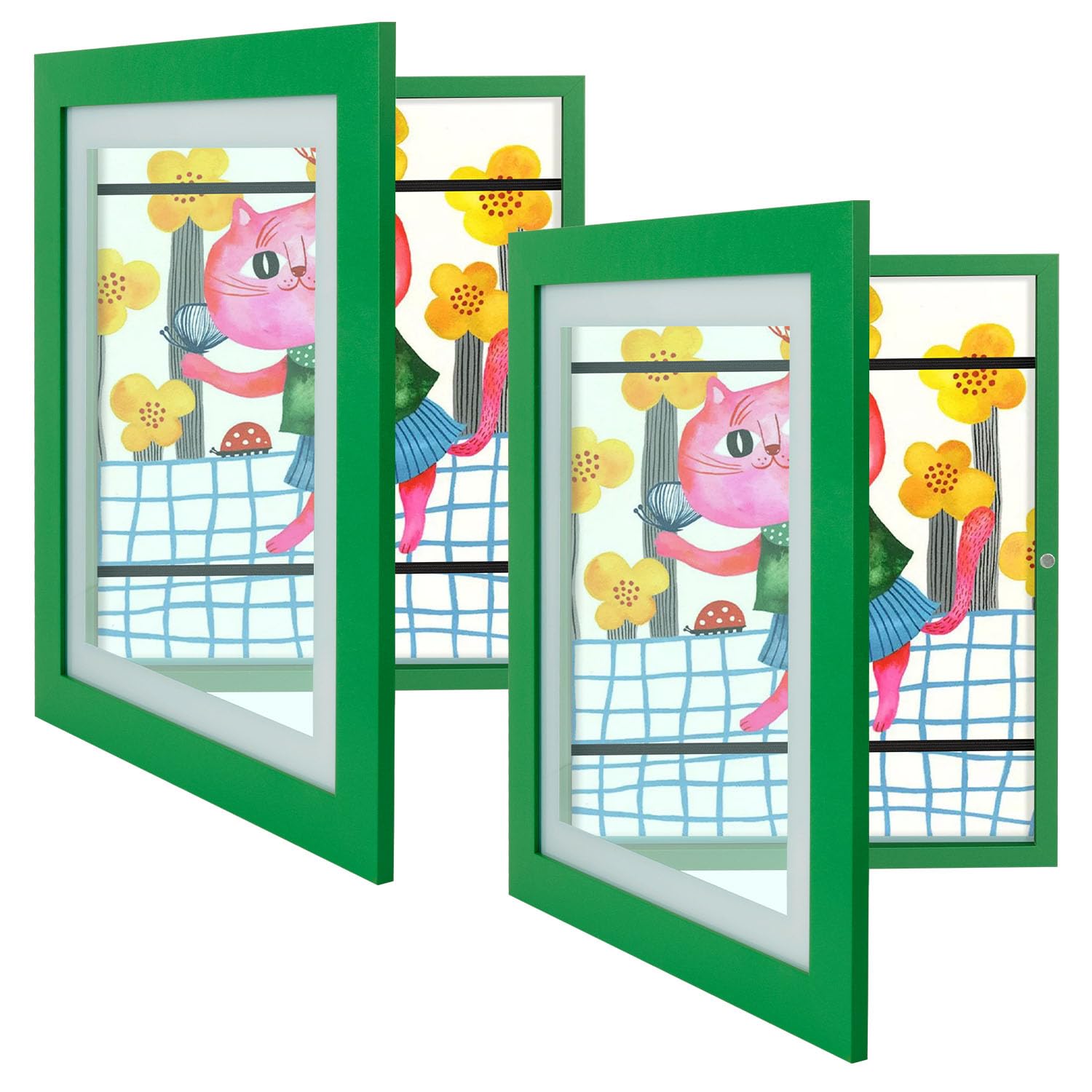 2 Pack 10x12.5 Front-Opening Kids Artwork Frames Changeable (Green)