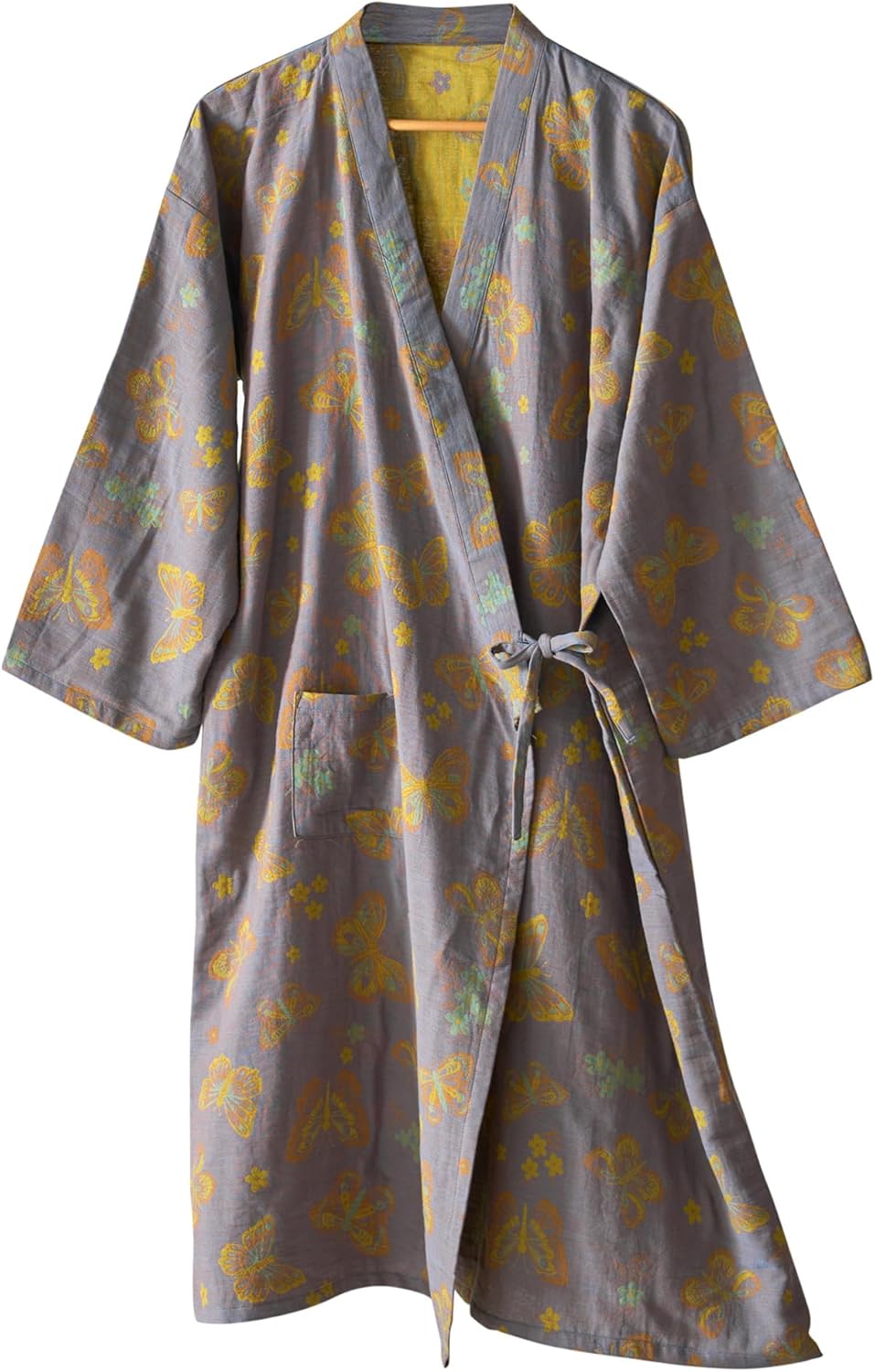 Cotton Gauze Robe for Women, Jacquard Plum Blossom Bathrobe Japanese Kimono Soft Knit Nightdress Longwear Sleepwear