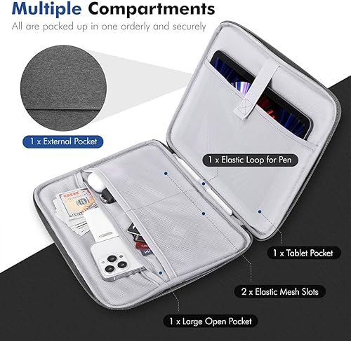 Miniatura 10 de MoKo Funda para tablet de 9 a 11 pulgadas, bolsa protectora con dos compartimentos para iPad Air 5 de 10.9 pulgadas 2022, iPad Pro 11 202120202018,