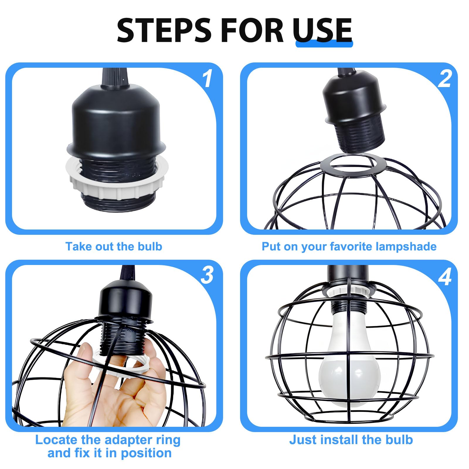 Lot De 12 Anneaux Réducteurs Pour Abat-jour E27 - Plastique Blanc, Diamètre Int. 40mm, Ext. 48mm - Pour Adapter Et Fixer Les Abat-jours Sur Les Douilles