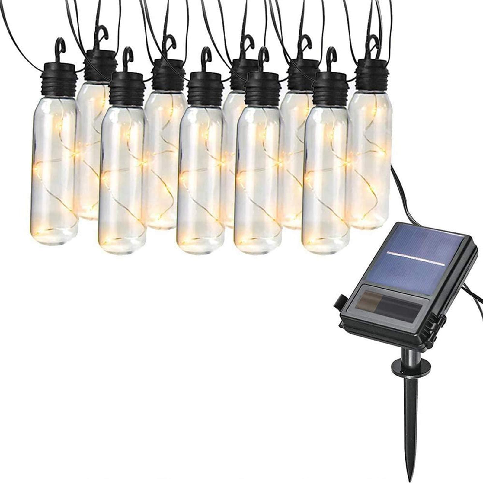 Solar Lights Clearance, LED Outdoor Lights Solar Powered, 24 Ft 10 LED UL Listed Patio Lights, Warm White
