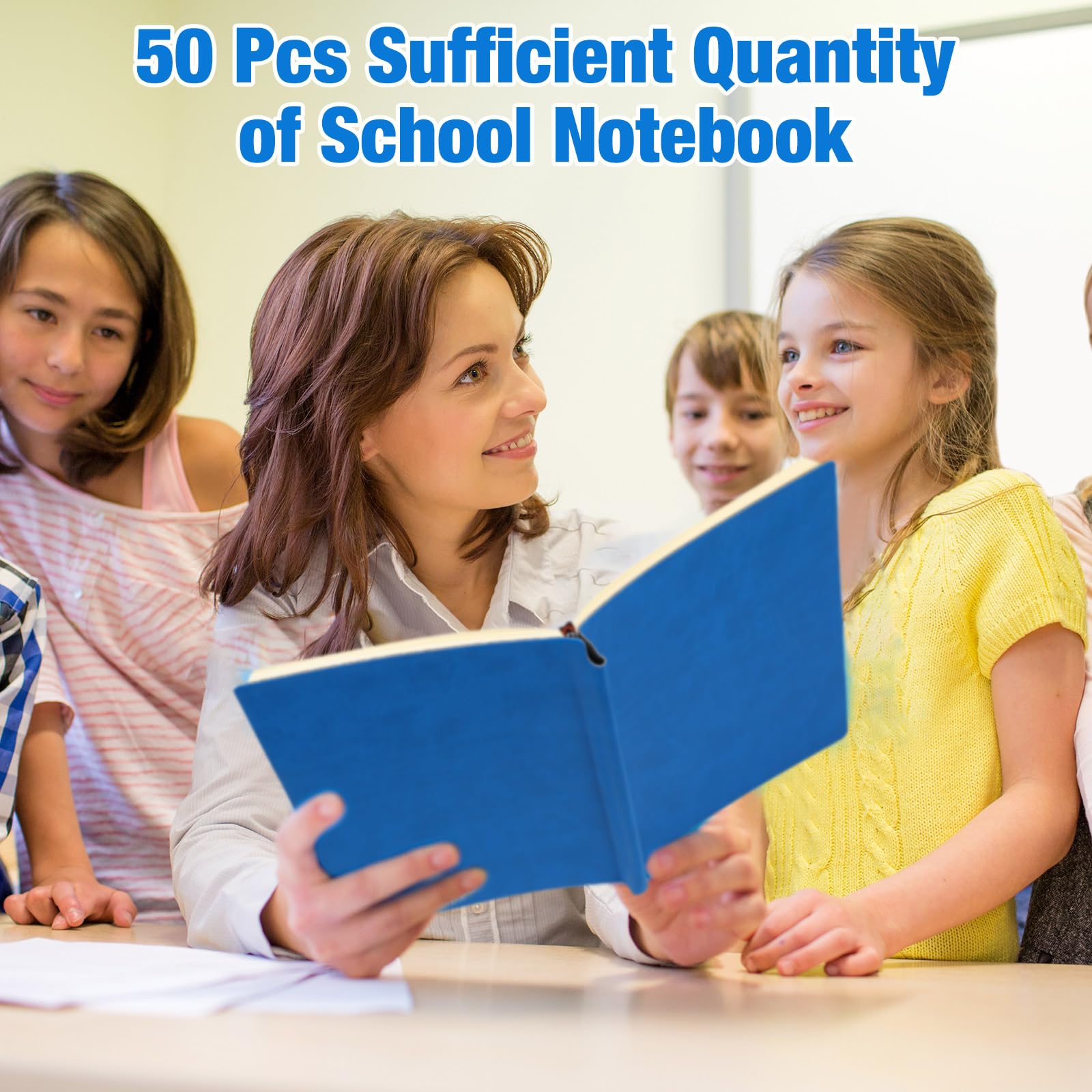 Kolldenn Paquete de 50 cuadernos a granel con 50 bolígrafos A5 de tapa blanda, impermeables, cuadernos escolares de cuero rayados con bolígrafo para la escuela, negocios, trabajo, 200 páginas, 5.7 x