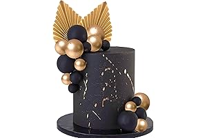 Gold Palm Leaves Mini Balloons Balls Cake Toppers(Black&Gold)