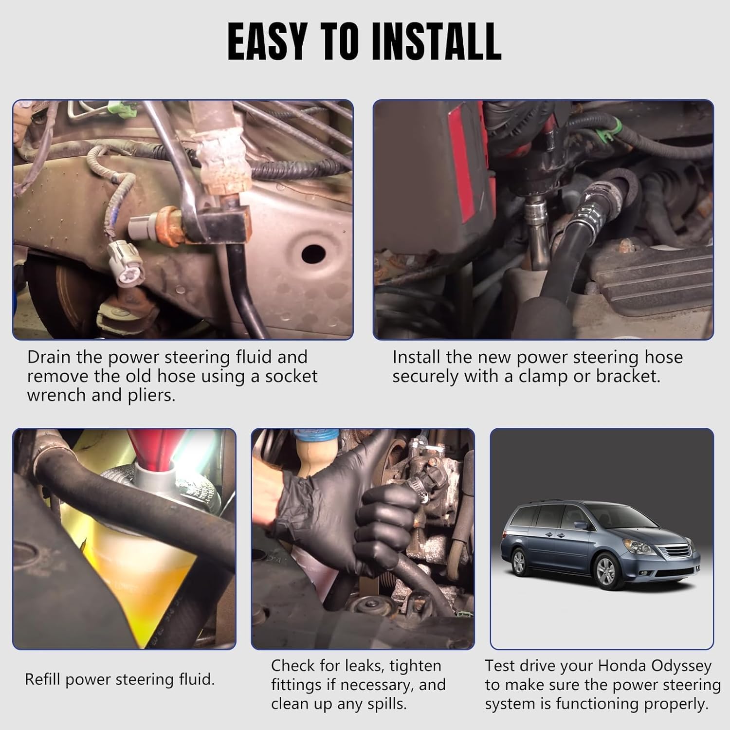 Power Steering Pressure Hose Assembly compatible with Honda Odyssey V6 3.5L 2008-2010 Replace 53713SHJA02