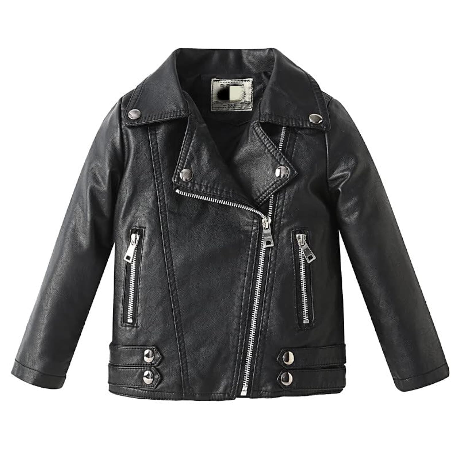 Enfant Manteau Garçons Filles Veste en Simili Cuir Blouson Motard Printemps Automne 2-9 Ans
