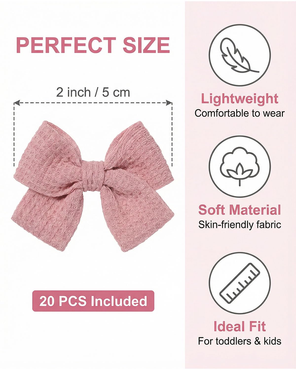 DAFNE 20 Pezzi Mollette Capelli Neonata Piccolo 7 cm Fermagli per Capelli per Bambini, Antiscivolo Fiocchi Capelli per Bambina