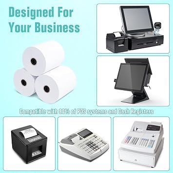 3 1/8 x 220 Thermal Receipt Paper 50 Rolls Printer Paper 45 GSM - Compatible with ALL POS Systems, Cash Registers, Thermal Receipt Rolls