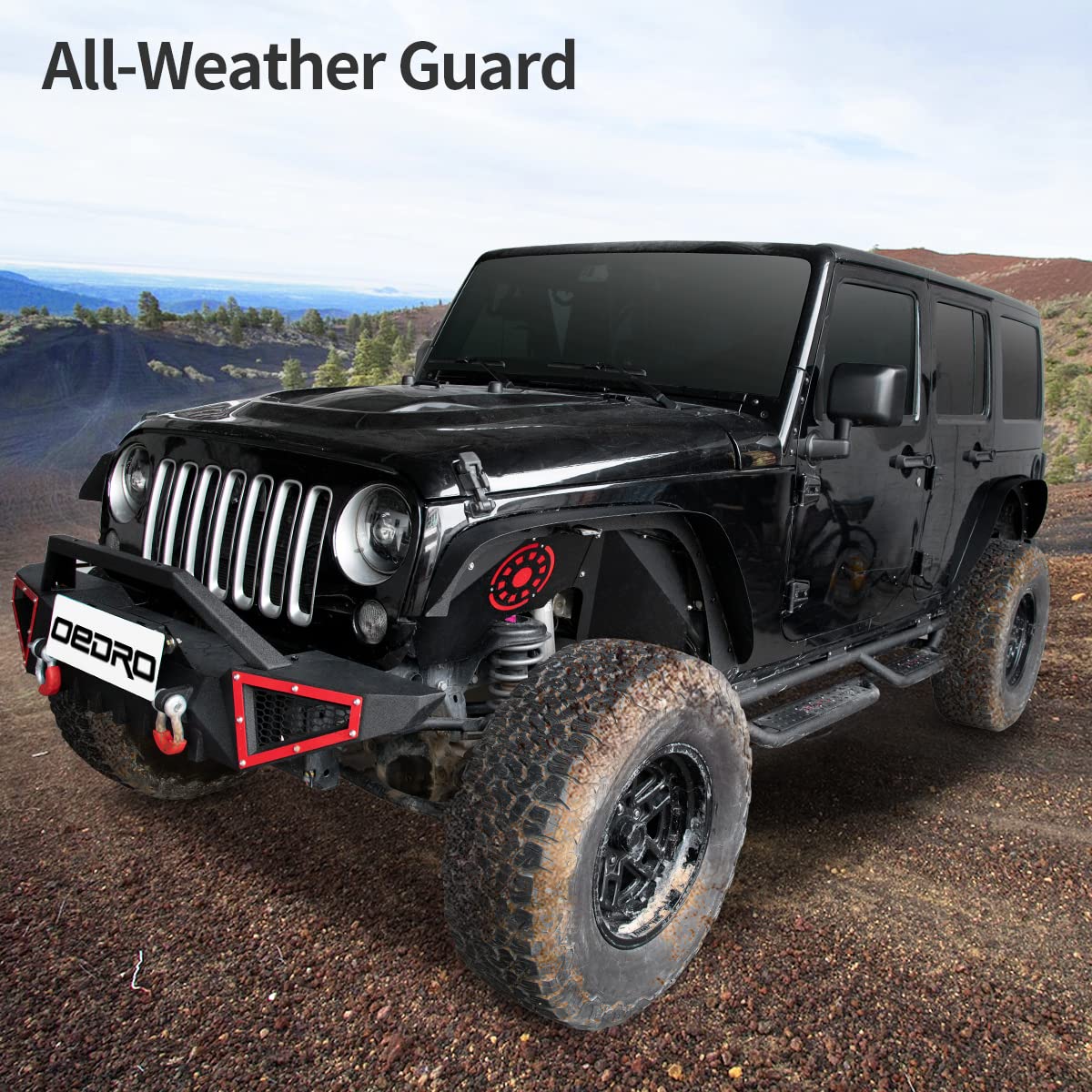 oEdRo Front Inner Fender Liners Flat Front & Rear Flares Compatible