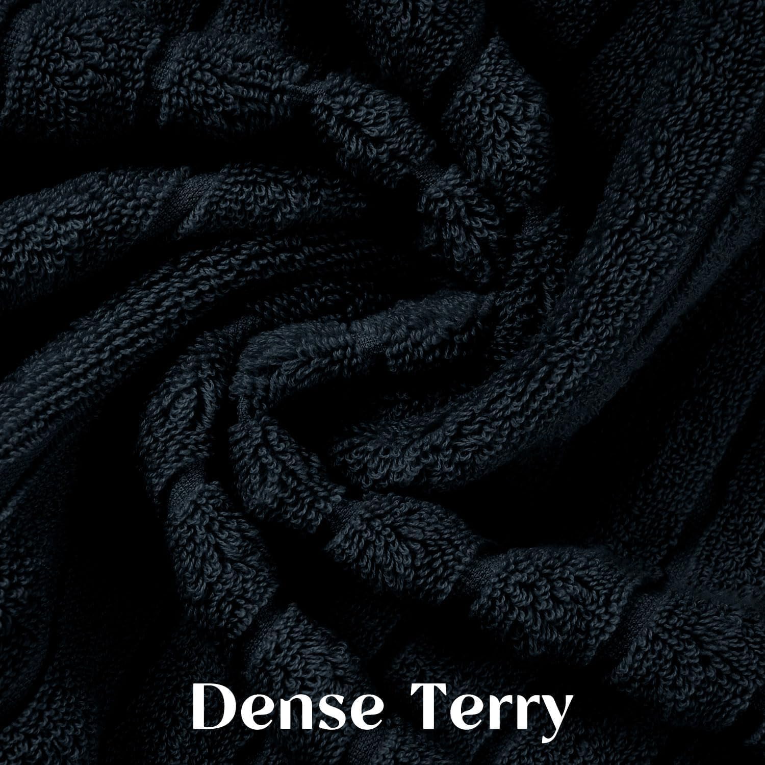 Jacquotha 2-Pack Bathroom Hand Towels (Black) Ribbed – Guest Room & Spa Premium Cotton Face Towels 13” x 29”, Soft and Quick Drying 480 GSM - Image 4