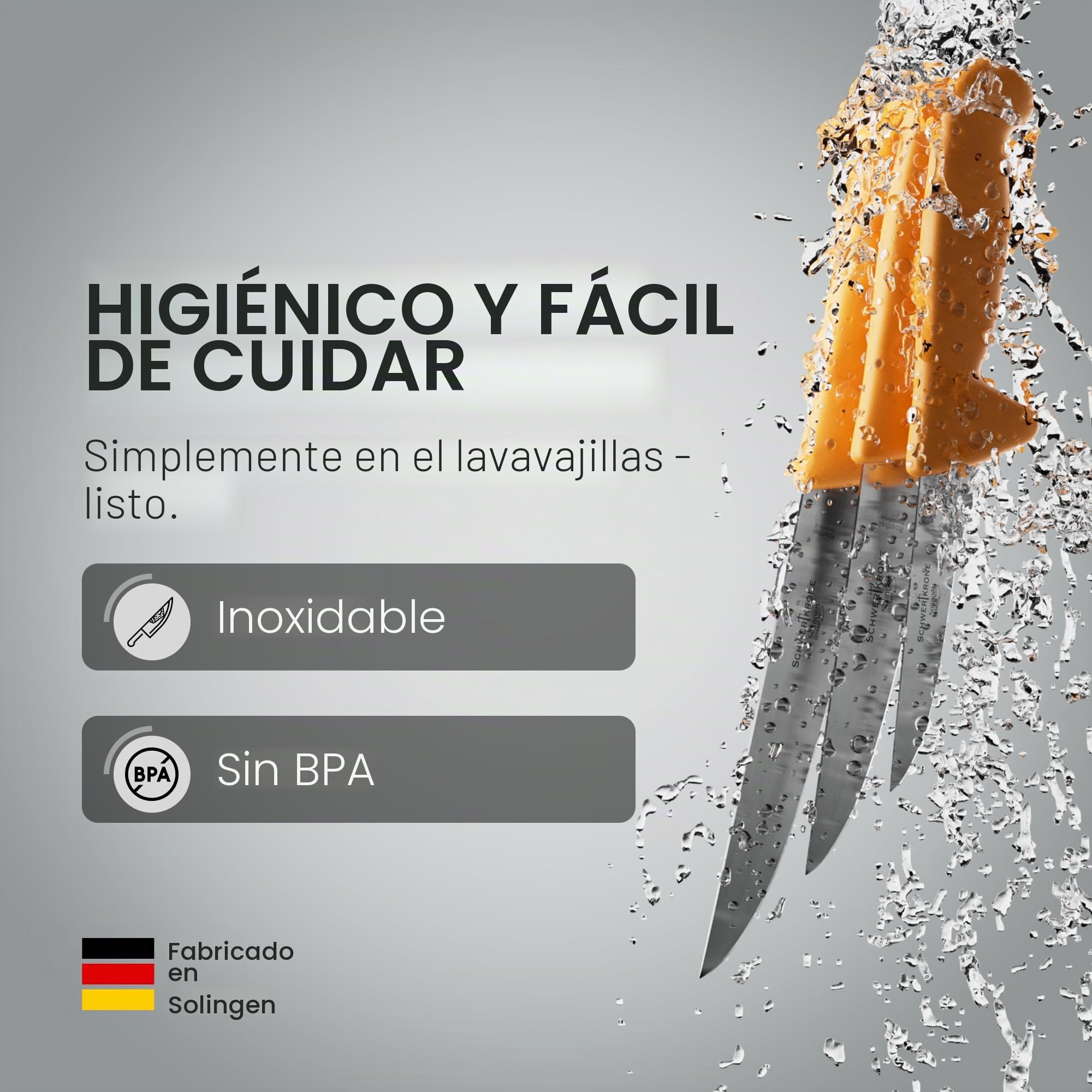 Juego de cuchillos de carnicero Schwertkrone® 3 piezas [HECHO EN SOLINGEN - DE] - Cuchillo de corte - Juego de cuchillos de cocina Solinger - Juego de cuchillos de cocina - Cuchillo de carnicero