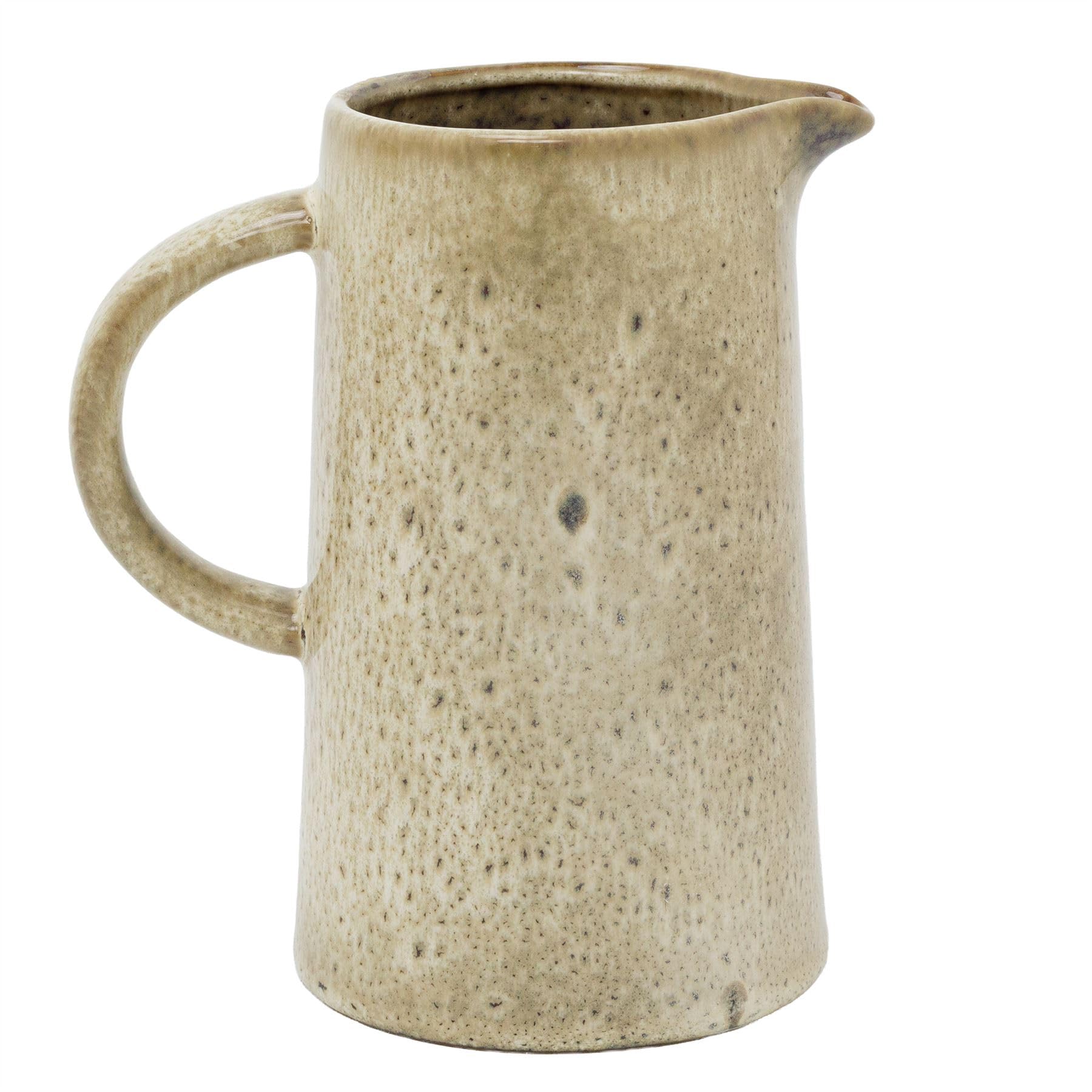 Brown Reactive Glazed Ceramic Jug, 17cm Handmade Stoneware Vase with Handle for Dried Artificial flowers, Decorative Glazed Pitcher