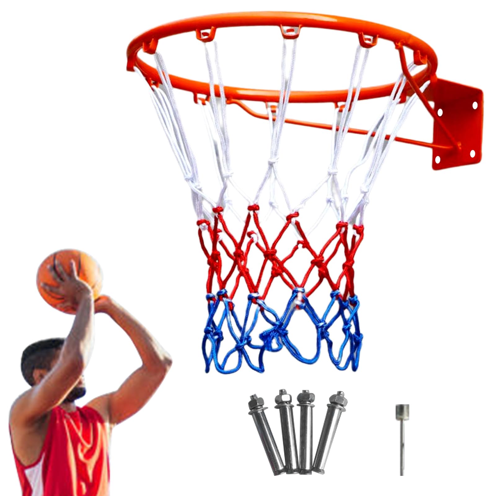 Filet Basket-Ball Résistant Intempéries 12 Boucles - Remplacement Universel Intérieur Extérieur