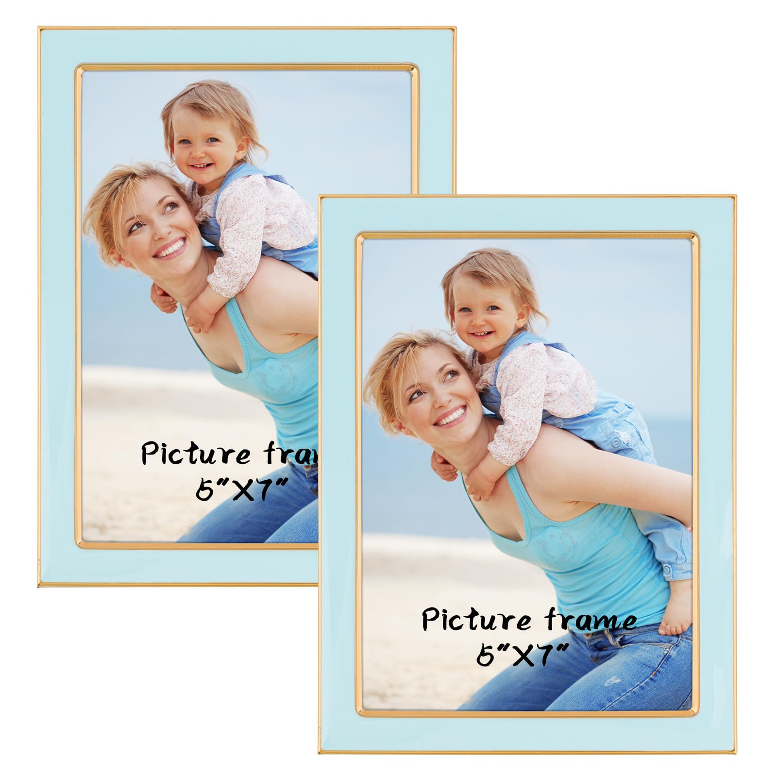 Amazon.com - 5x7 Light Blue Enamel Picture Frames - Metal Gold