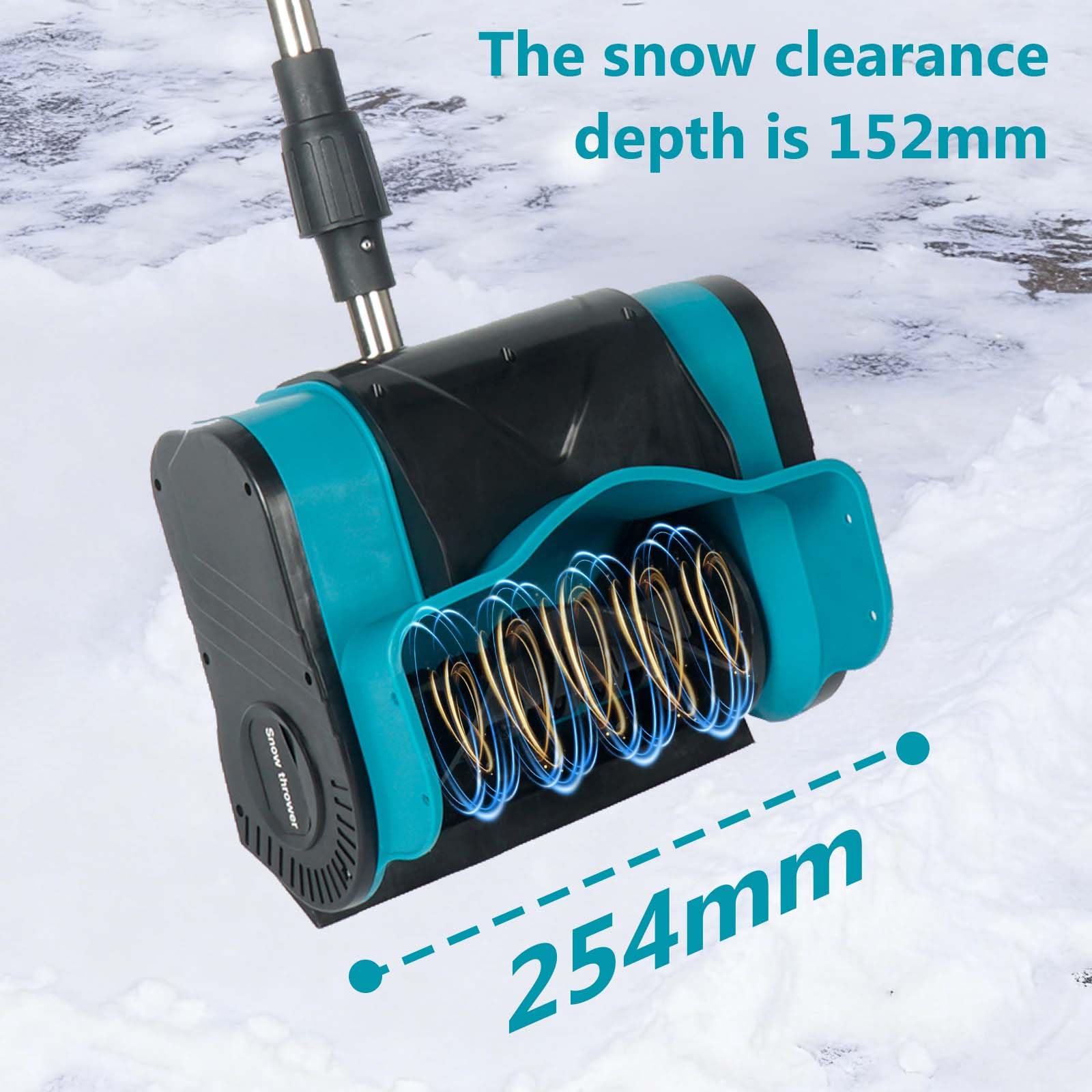 Schneefräse Akku, 900W Elektrischer Schneeschieber mit 2X 3000mAh Akku, 35CM Schneefreiheitsbreite, 15CM Schneetiefe, 7M Wurfweite, Faltbare Aufbewahrung