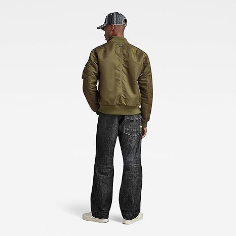 ジャケット・アウター TYPE SHADE G2B BOMBER LEATHER JACKET G-STAR RAW Men's G-A1 Bomber Jacket, Green (Dark Olive D23624-C143