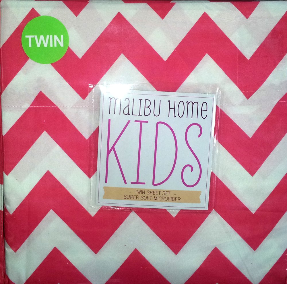 MalibuHome Kids Pink Zig Zag Super Soft Microfiber Twin Sheet Set