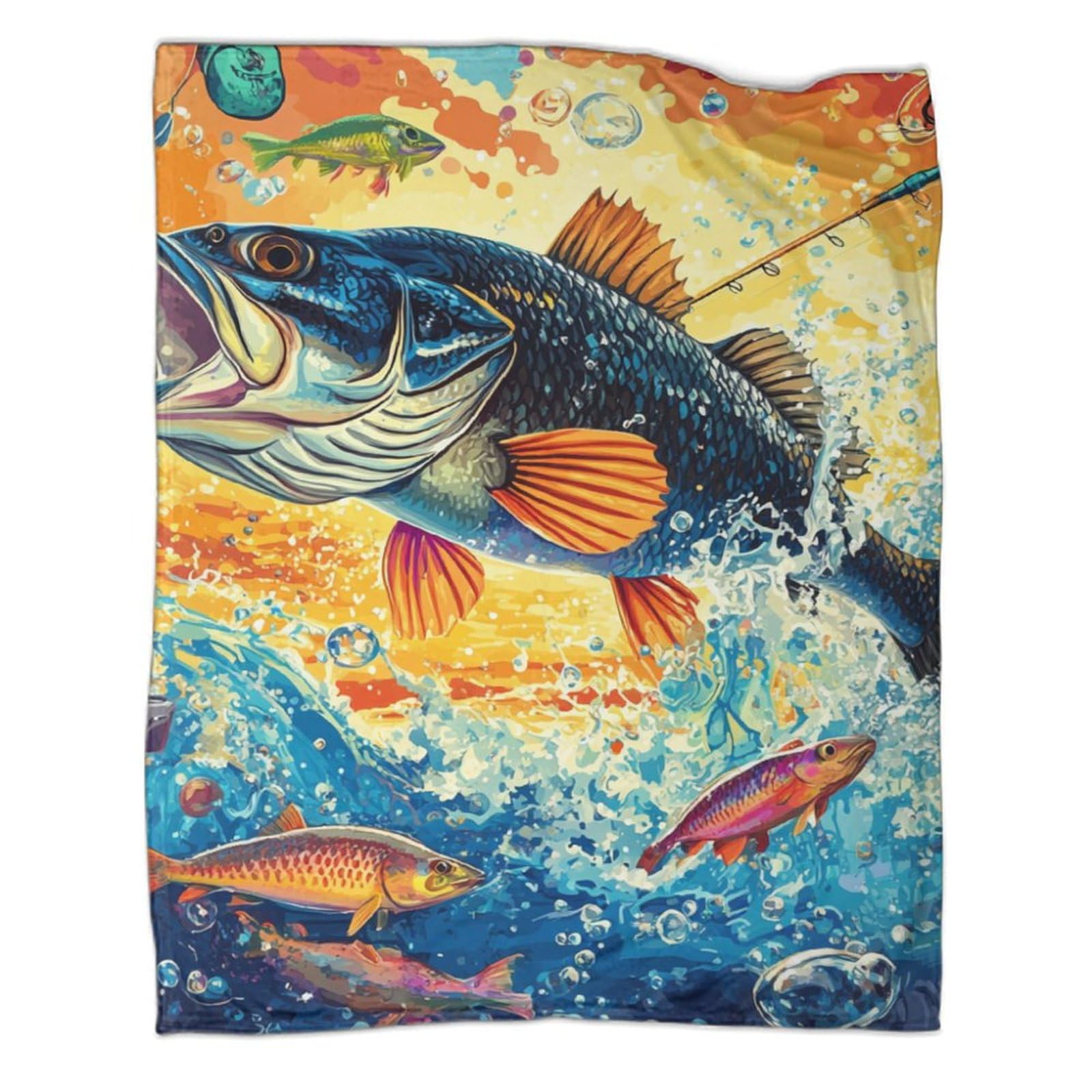 Couverture en forme de truite 150x200 cm chaude et douce pour lit