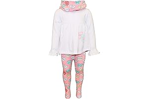 Girls Valentine Candy Bear Plush Heart Pocket Leggings Set