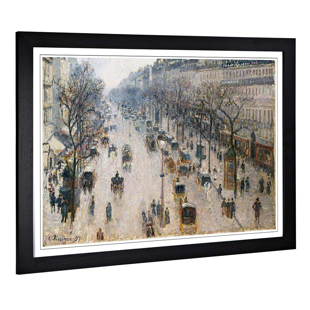 Big Box Art Framed Print of Camille Pissaro Boulevard Montmartre (2) Design | Wall Art Picture | Home Decor for Kitchen, Living Room, Bedroom, Hallway, Black, A2 / 24.5x18 Inch / 62x45cm