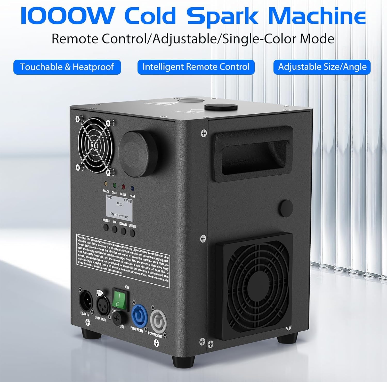 2 Pezzi 1000W Macchine Pirotecniche Elettronica con Flightcase, Scintille Fredde per la Scena con dmx512&Telecomando Senza Fili per Natale Matrimonio Festa Concerto