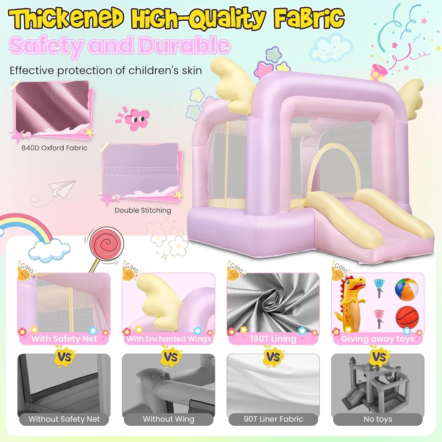 Inflatable Celebration White Bounce House for Kids with UL Blower-Portable,Dreamy White 3in1 Bouncy Castle for Indoor Outdoor Backyard Wedding Kids Birthday Party (Pearl Fortress)