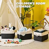 Vista 7 de Paquete de 3 contenedores de almacenamiento, canastas de almacenamiento de tela para almacenamiento plegables de lona medianas para organización