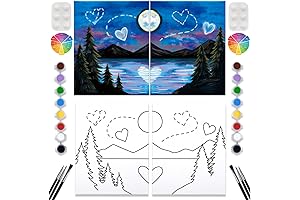 2 Pack Couple Night Paint and Sip Canvas Painting Kit - Pre-Drawn...