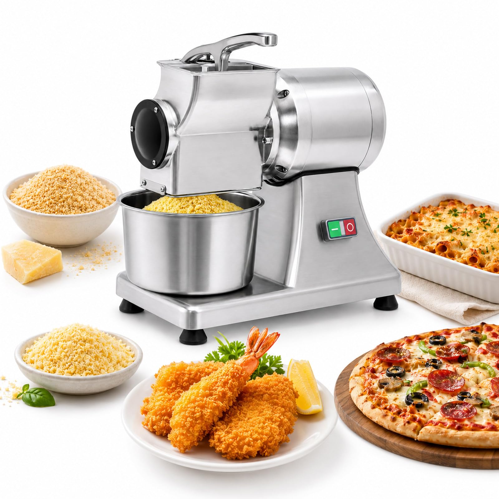 Weniger Handreiben, Elektrische Käsereibe 550W, bis 40 kg/h Leistung, für Parmesan, Hartkäse, Semmelbrösel und tägliche Küchenvorbereitung in Gastronomie