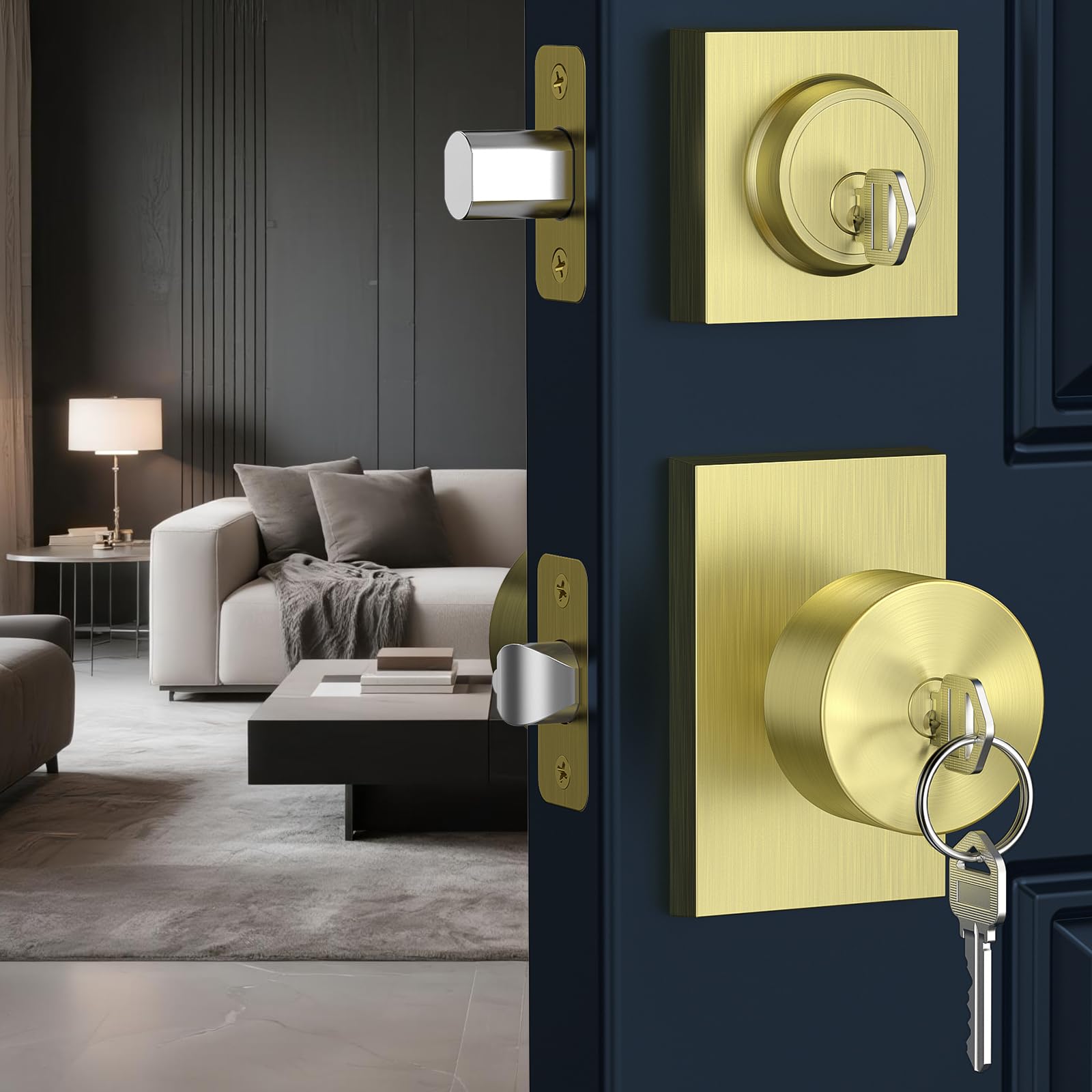 Satin Chrome Privacy Door Knobs - Lock & Release -10