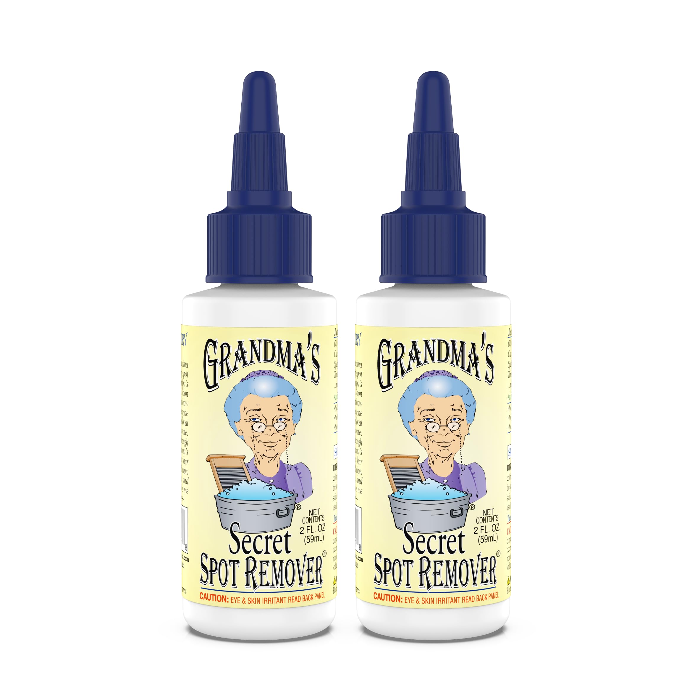 Grandma's Secret Spot Remover for Clothes - Chlorine, Bleach and Toxin-Free - Fabric Stain Remover Removes Oil, Paint, Blood and Pet Stains – 2 Ounce, Pack of 2