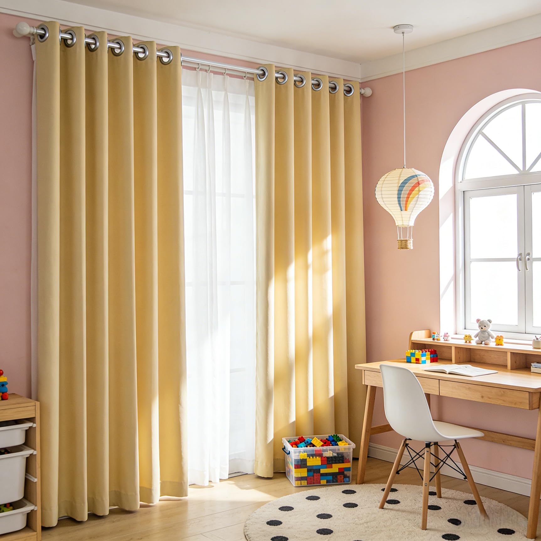 Blackout Thermal Curtains 100 x 250 cm Wärme, Gegen Kälte, Schalldämmende Blickdicht Verdunklungsvorhänge 1Er Set für Wohnzimmer Kinderzimmer Schlafzimmer Fenster, Creme Farben