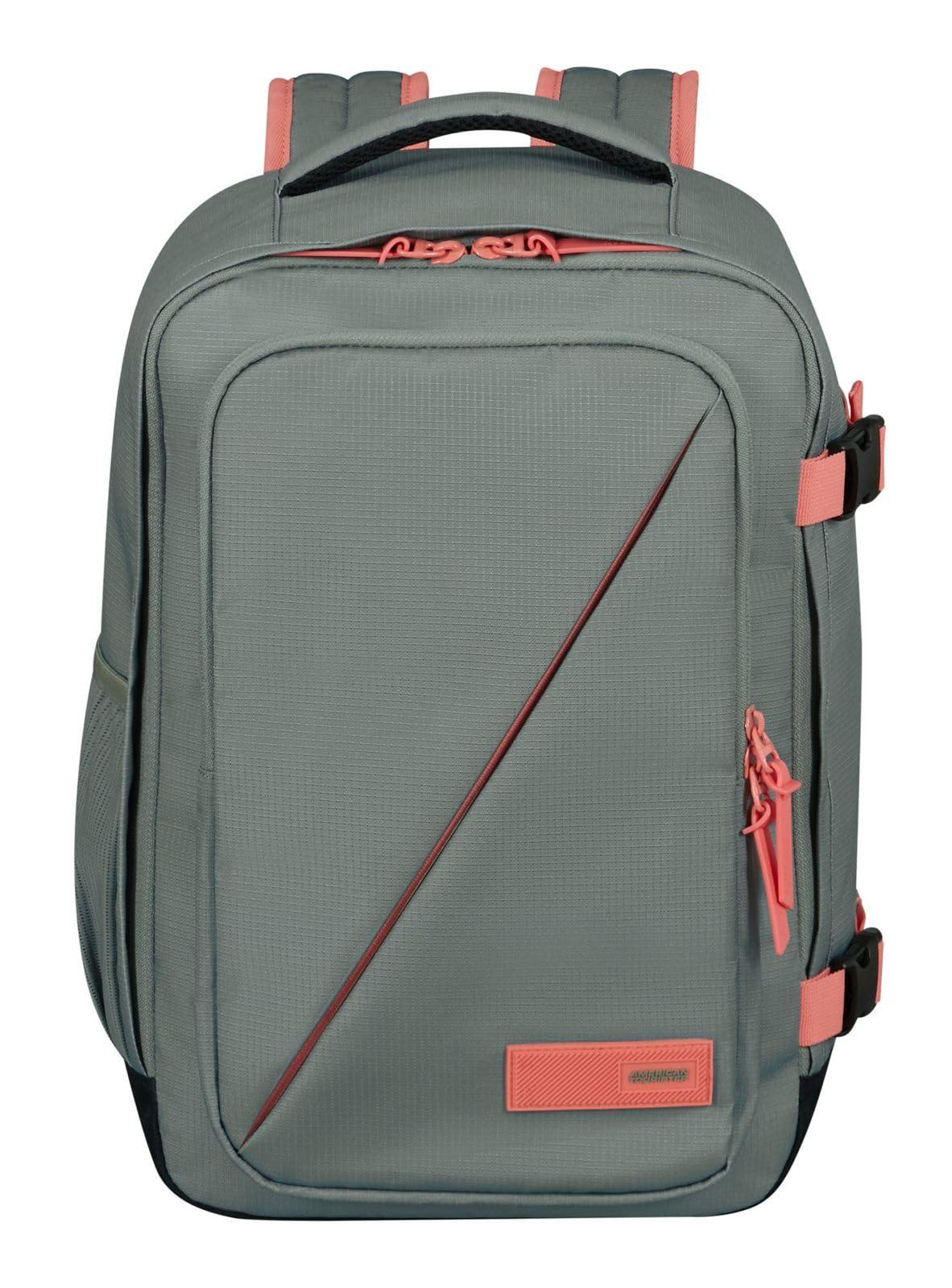 American Tourister Take2Cabin - Borsa da cabina Ryanair 25 x 20 x 40 cm, 24 L, 0,50 kg, bagaglio a mano, zaino aereo S sottosella, grigio/rosa (salvia/corallo)