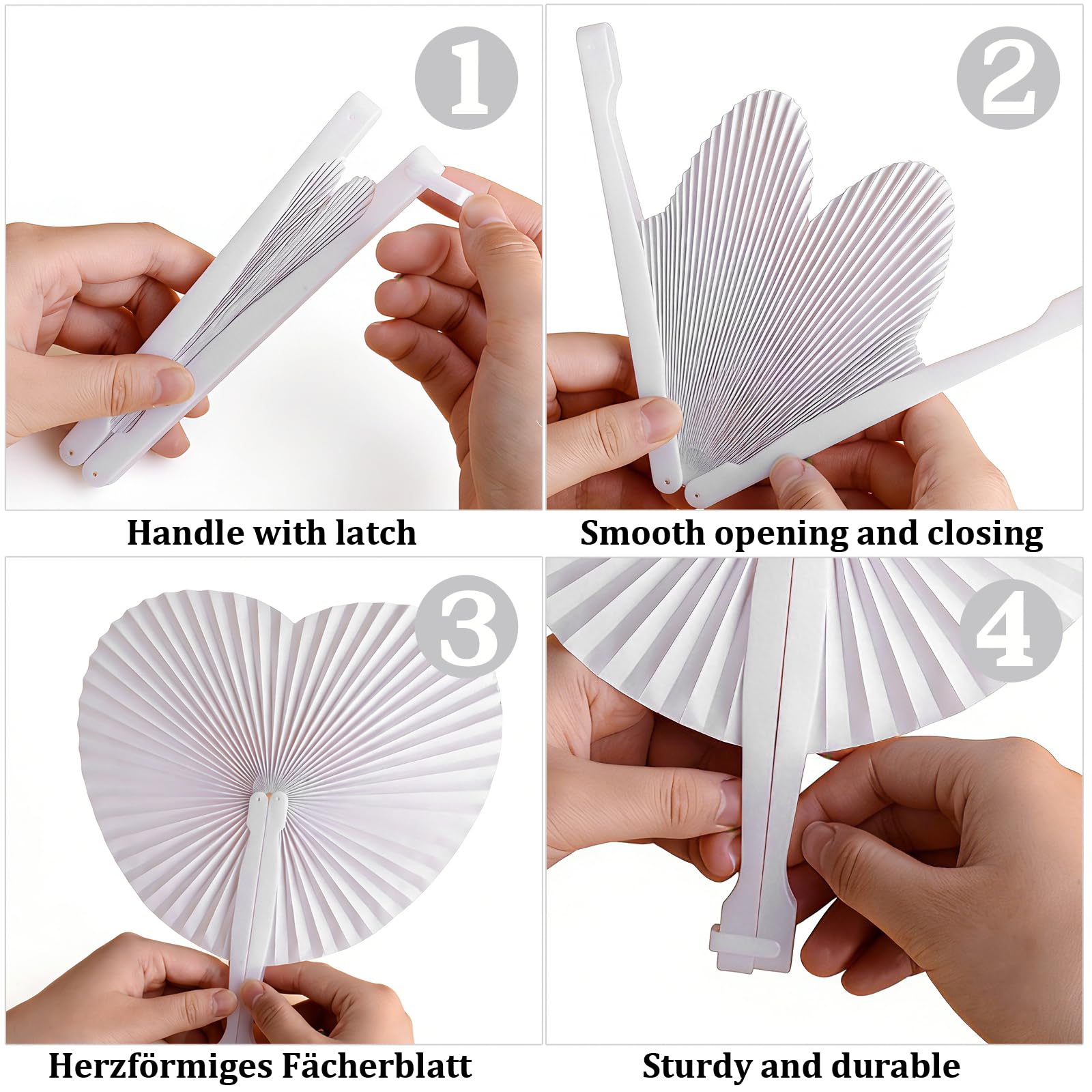 Lot de 96 Eventails Mariage Blancs, Éventail Personnalisable, Décoration Mariage Cadeau Invités, Accessoires de Fête