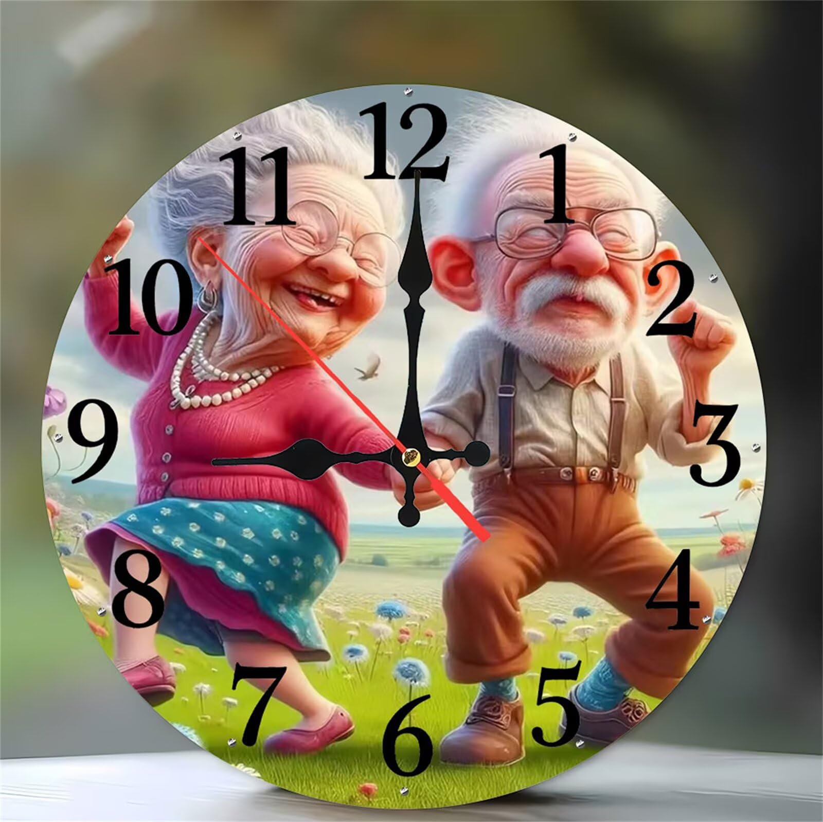 Horloge murale silencieuse 12 pouces avec chiffres arabes motif couple de danseurs