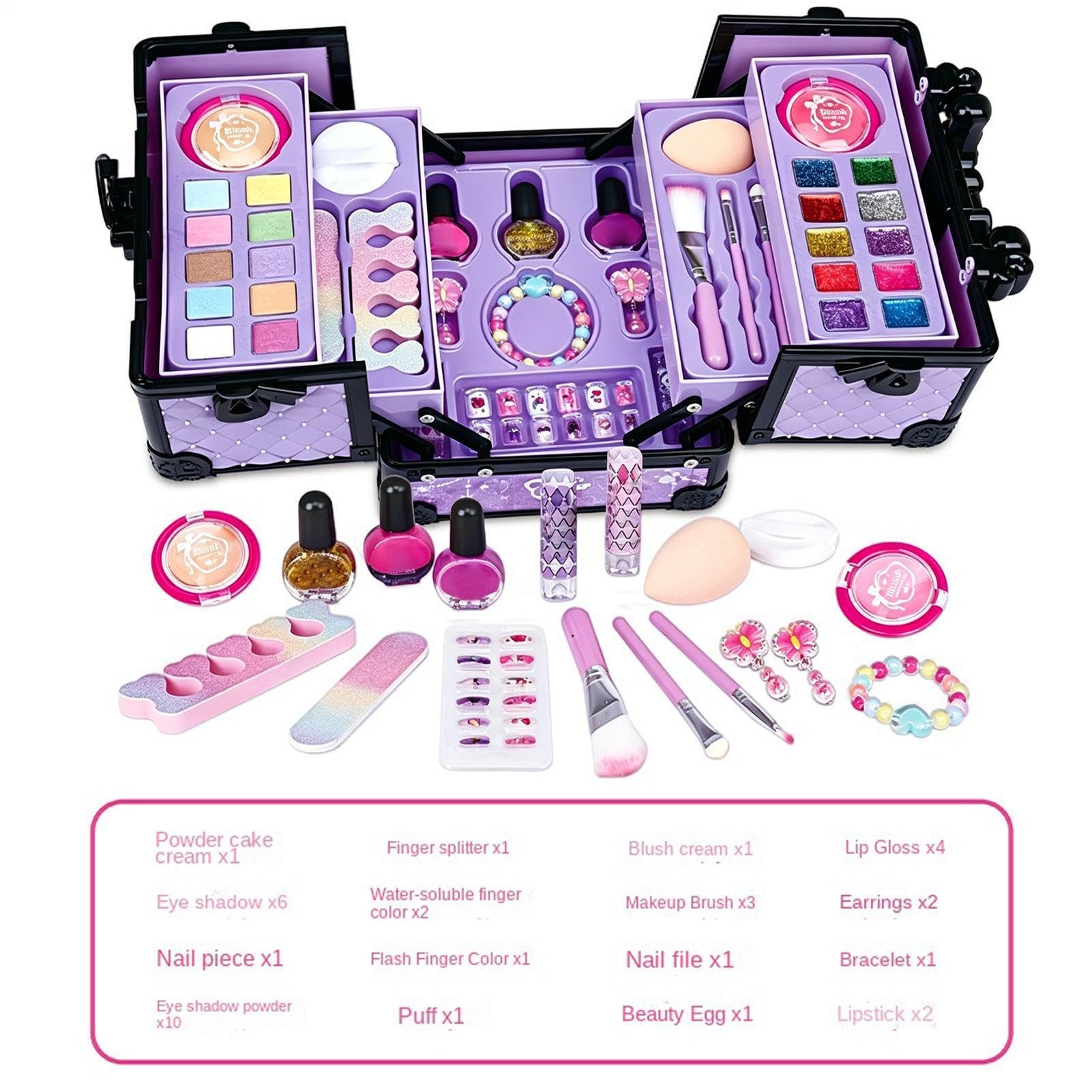 Set Di Trucchi Per Bambini Cosmetici Portatili con Valigetta | Trucco Per Bambini 4-12 Anni, Ideale per Feste di Compleanno, Travestimenti e Giochi di Ruolo