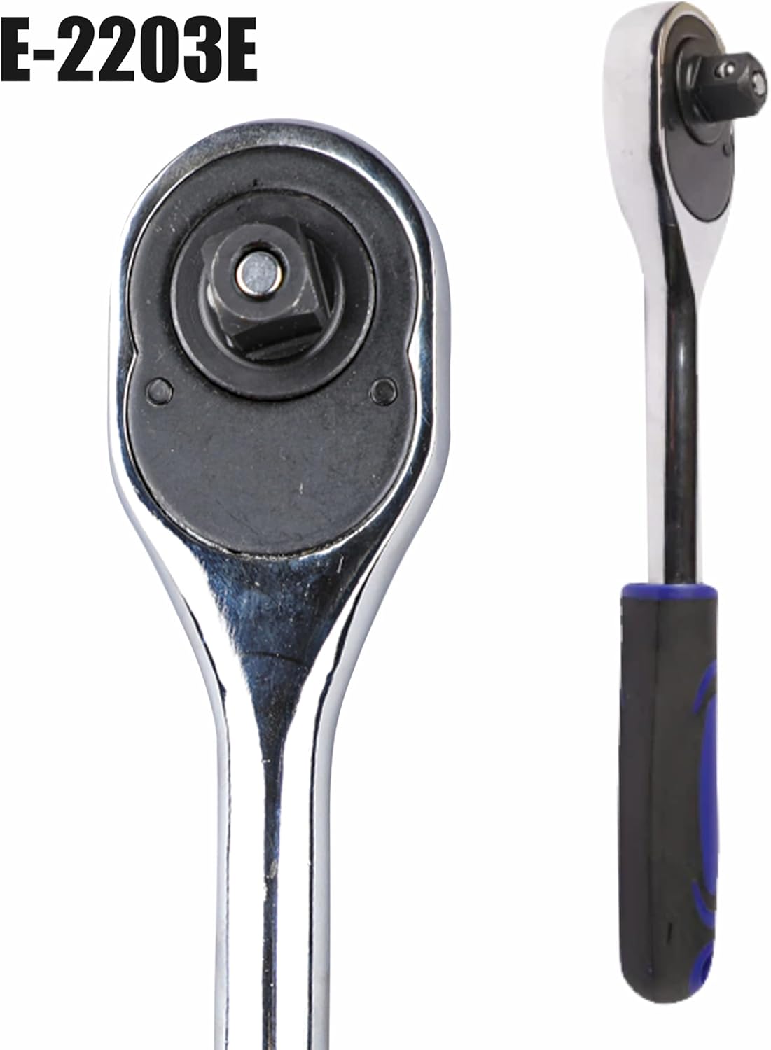 Socket Wrench, 1/2 Drive Ratchet Socket Wrench Dual Drive Ratchet Handles Wrenches with Soft Grip Locking Handle E-2203E