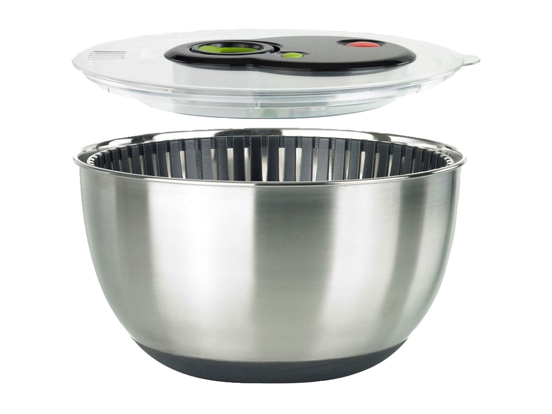 Emsa Turboline Essoreuse à salade 4,5 L, Bol en inox pour un service stylé, Fentes de drainage intégrées, Bouton turbo pour un essorage express, Base antiadhérente, Compatible lave-vaisselle 513441