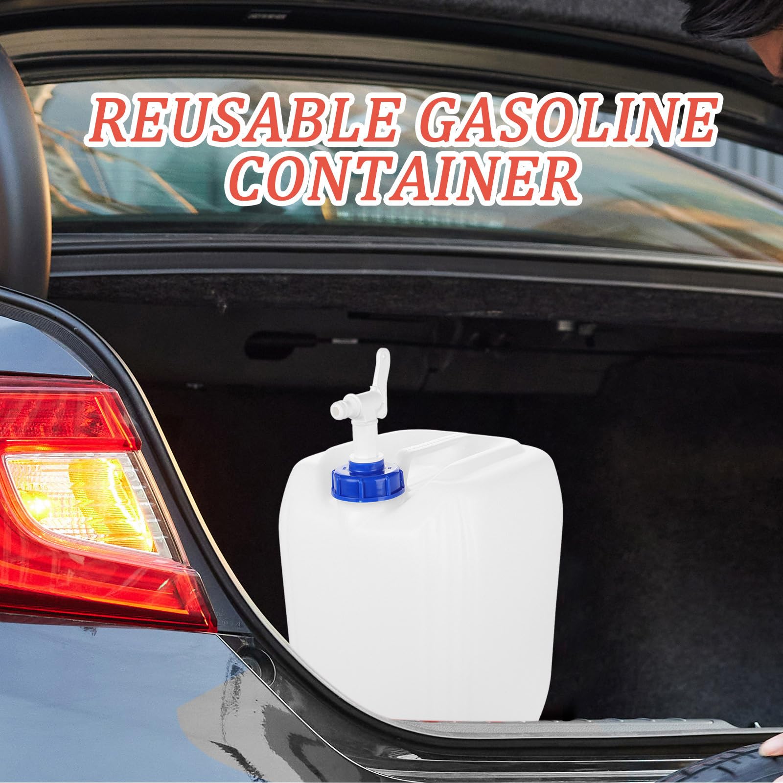 Tanica Portatile per Acqua 20l in Hdpe, con Rubinetto e Beccuccio, Bianco, Contenitore d'Acqua Ricaricabile per Viaggio e Campeggio