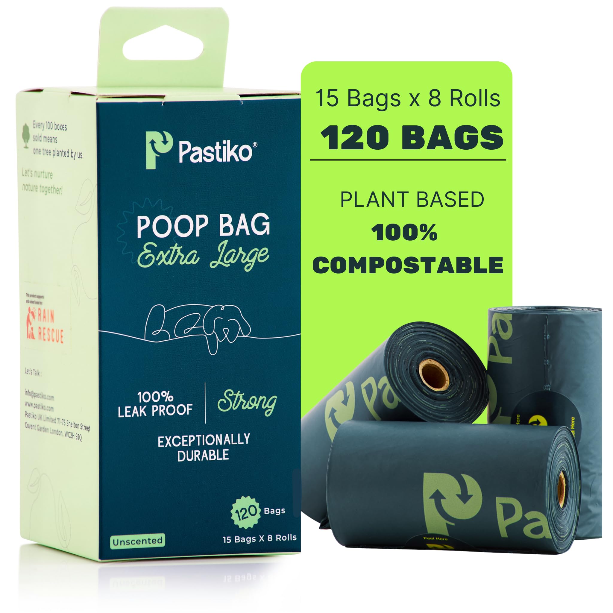 Compostable Dog Poo Bags, Extra Large, 120 Pcs Extra Thick Guaranteed Leak Proof, Biodegradable Dog Poop Bags Rolls, Strong