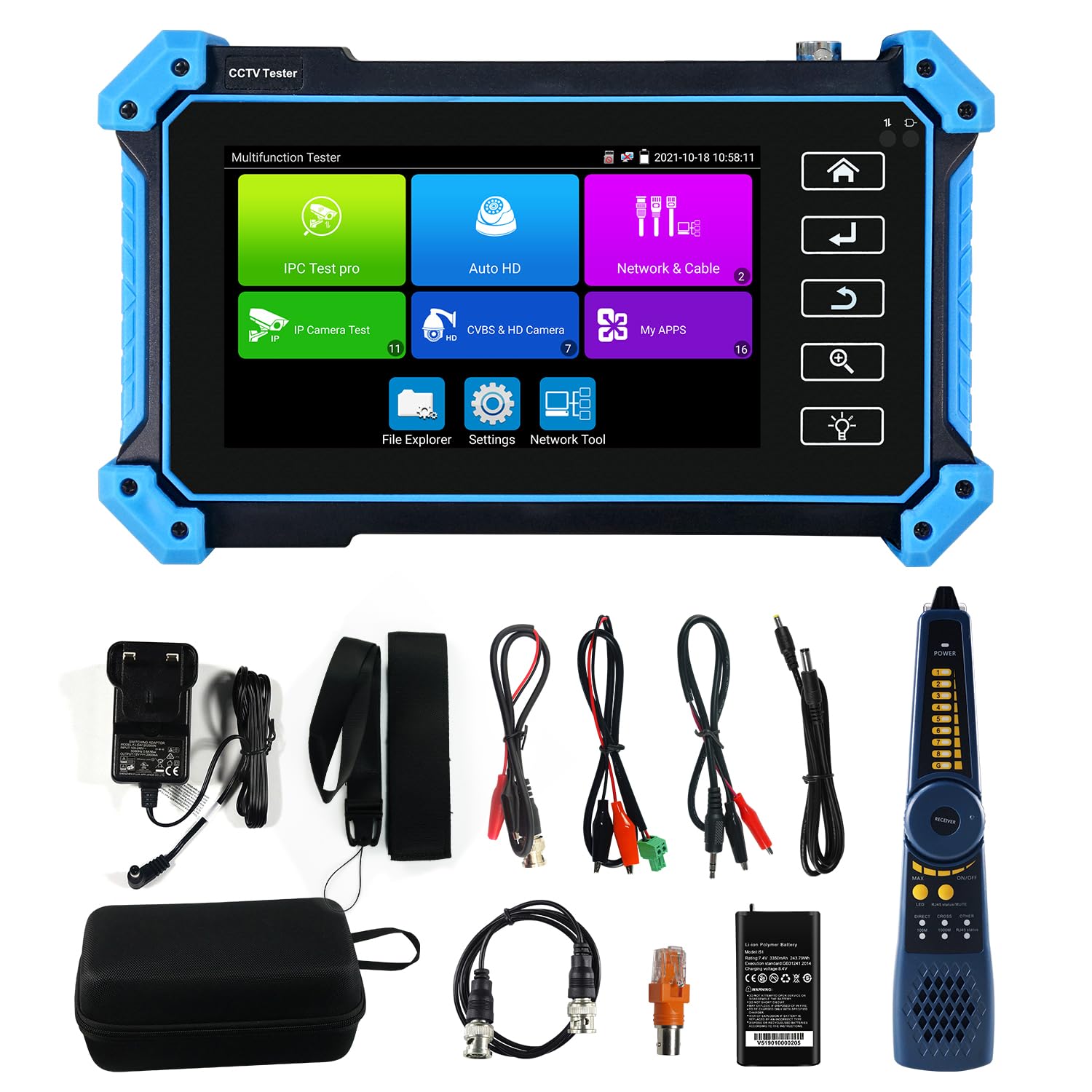 Upgraded 8K IP Camera Tester with PoE, WANLUTECH CCTV Tester CVI TVI AHD Analog 4K IP Camera Tester 5.4inch Touchscreen Cable Tracer RJ45 Cable TDR