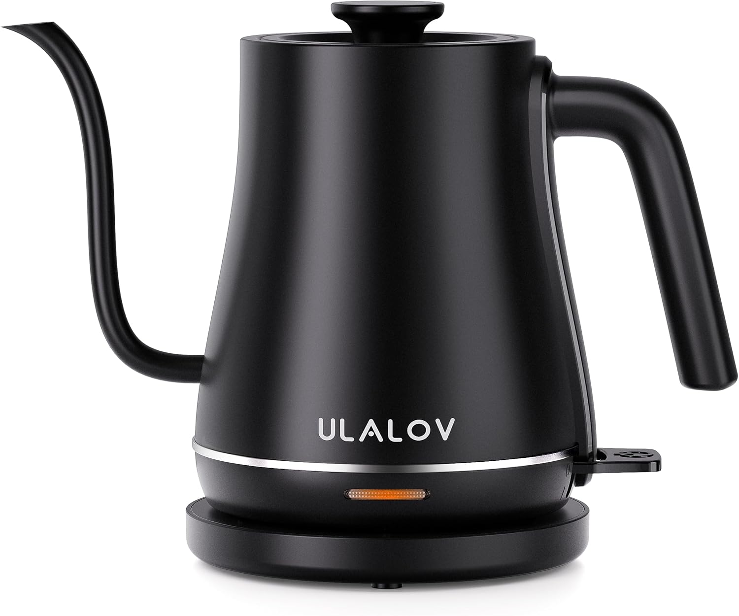Ulalov Electric Kettle 1L Gooseneck Water Kettle Quick Heating for Pour Over Coffee & Tea, Stainless Steel Hot Water Boiler with Auto Shut-Off, Boil Dry Protection, Matte Black,1200W