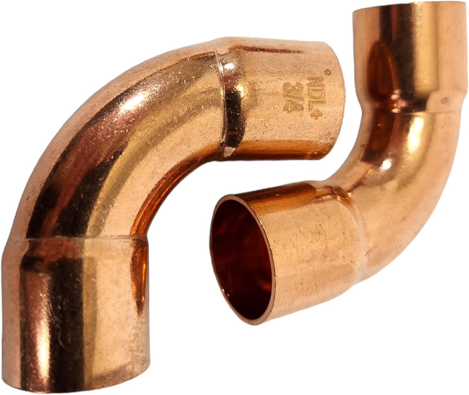 Copper Pipe Elbow Fittings – 3/4-inch OD, 90-Degree Long Radius Elbow, C x C Sweat Joint, Ideal for HVAC, Plumbing, and Refrigeration Systems (Pack of 2)