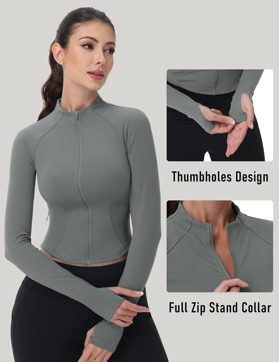 MAGCOMSEN Womens Lightweight Athletic Jacket Cropped Zip Up Workout Jackets Long Sleeve Yoga Tops Slim Fit Running Gym - Image 7