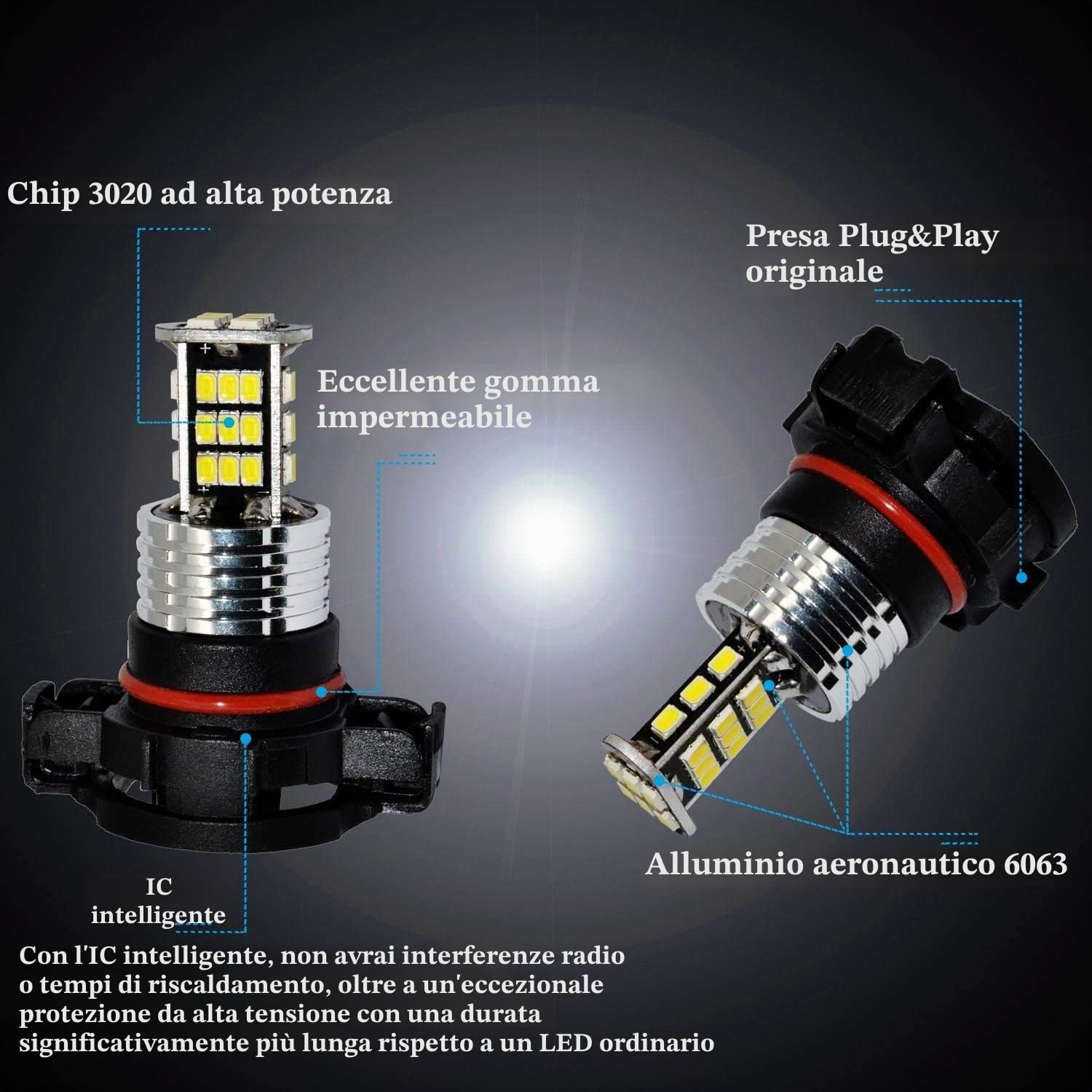 Sostituzione per H16 PS19W LED CanBus Set di lampadine bianche molto chiare e senza errori compatibili con A3 8P