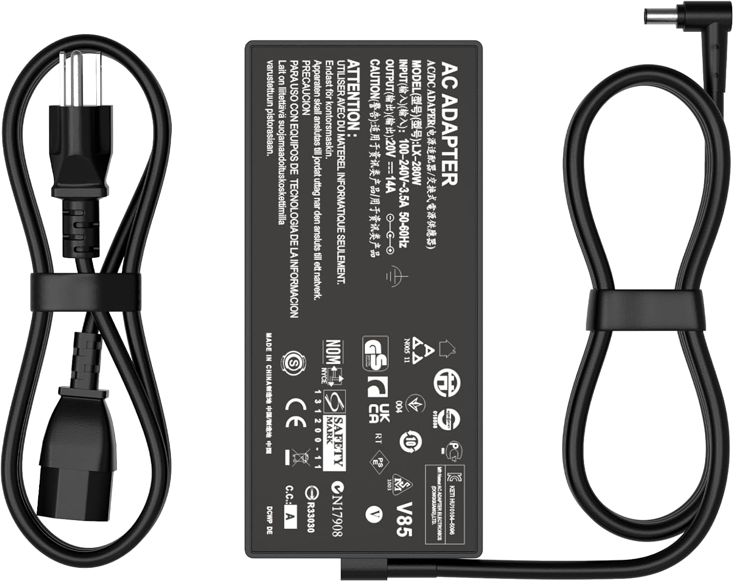 280W Laptop Charger Compatible with Asus ROG Strix G18(2025) G814 G814PH-ES94 G814FM-DS95 G814PM-ES96 G814PP-DS94-20V 14A 6.0 * 3.7mm Gaming Laptop Power Supply
